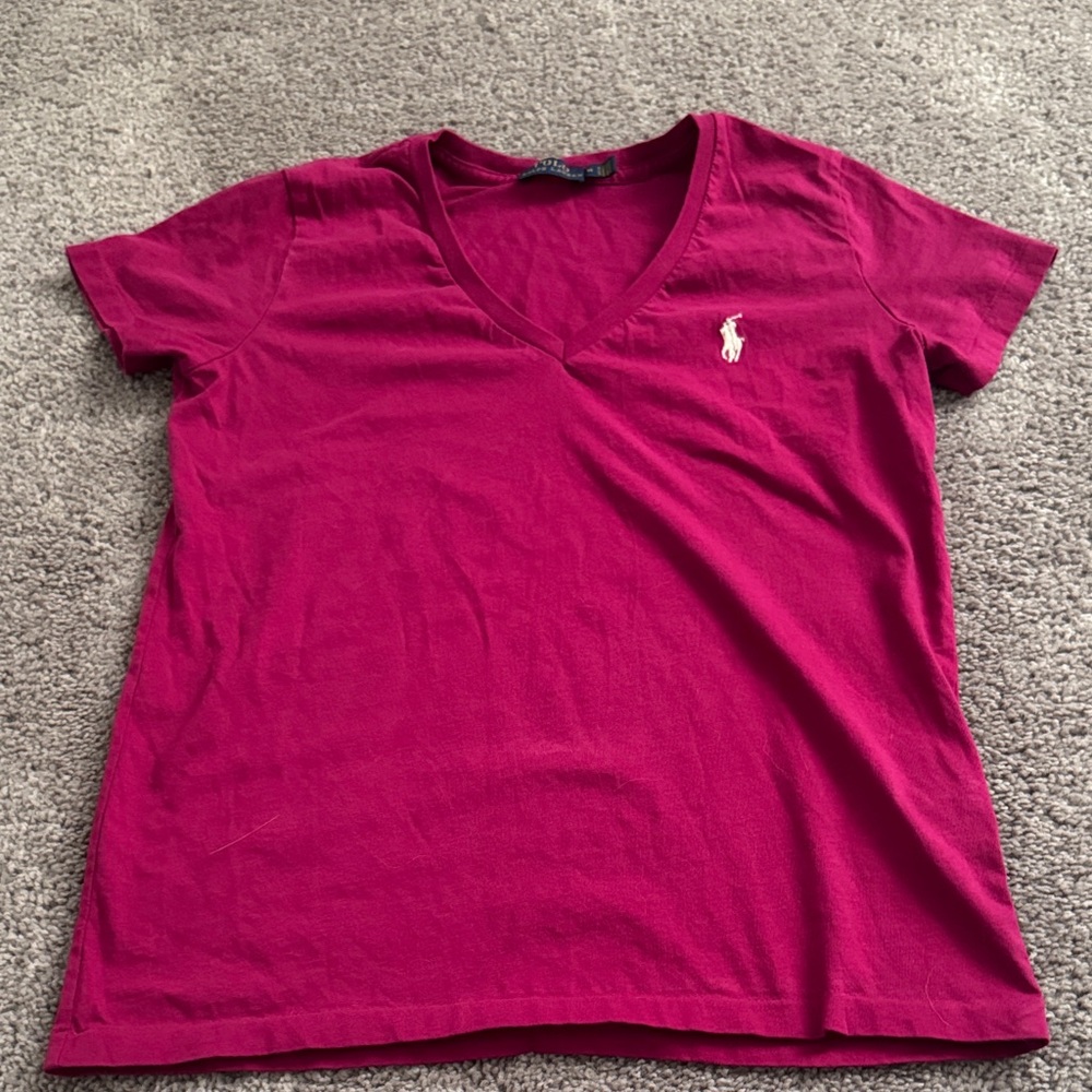 Women's polo Ralph Lauren  V-Neck T-Shirt - Pink